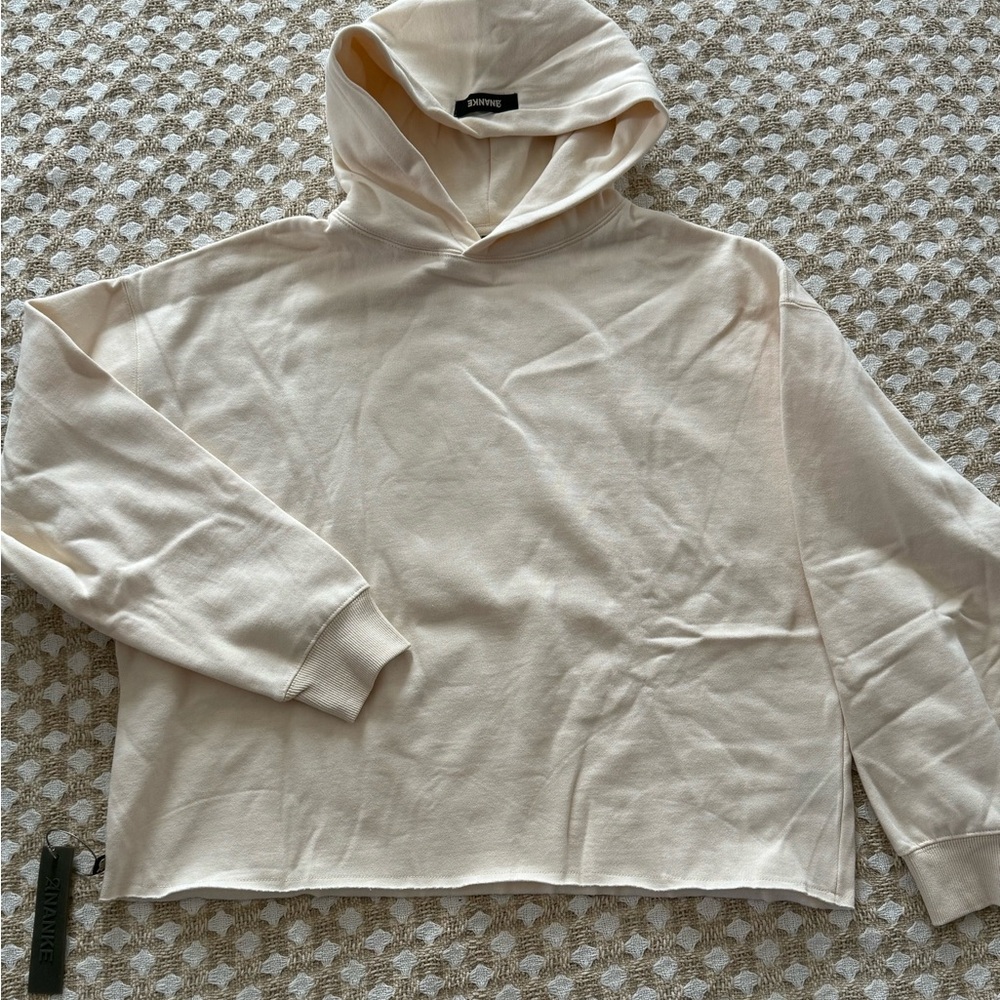 ANANKE Heavyweight Cream Crewneck Sweatshirt Minimalist Boxy Streetwear S NWT